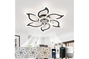 LJX Plafonnier LED Ventilateur Silencieux Compatible avec Alexa et Google Assistant 88cm Dc Ventilateur de Plafond avec Lumière et Télécommande 2.4GHZ Wifi Minuterie Dimmable Pour Salon,Noir