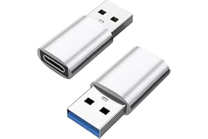 MONLUKY USB to USB C Adapter A to C Adaptor Type C Female to A Male Charger Cable Converter for iWatch MacBook iPhone Airpods iPad CarPlay, Fast Charging & 5 Gbps Data Transfer, Plug&Play (3.0 2pk silver)