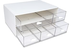 HAOTIAN-X organizer na biurko z 5 szufladami, 2-piętrowa stosowiona skrzynka na biurko, organizer na biurko do artykułów biurowych, przechowywanie w domu