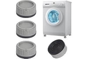 Alyvisun 4 Pezzi Piedini Antivibrazione Lavatrice in Gomma, Universali Piedi Supporto Ammortizzatori Tappetino Drenaggio, Antiscivolo Rialzo da Terra per Lavatrice, Asciugatrice, Frigorifero