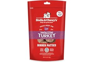 Stella & Chewy's Freeze Dried Raw Dinner Patties – Grain Free Dog Food, Protein Rich Tantalizing Turkey Recipe – 5.5 oz Bag