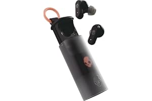 Skullcandy Dime Evo Wireless Earbuds, Bluetooth Headphones, Noise Isolating Fit, Up to 36 Hours Battery, Microphone for iPhone Android, Easy Carry with Clip-Anywhere Case - True Black