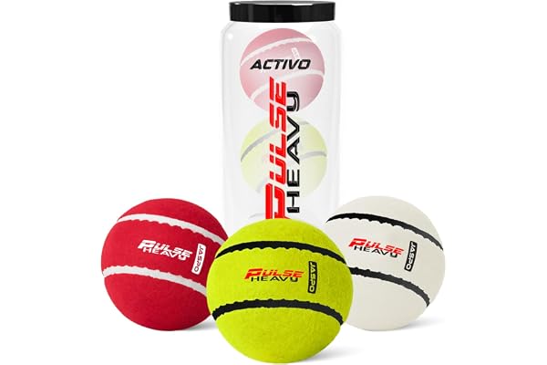 jaspo Activo Pulse Heavy Tennis Ball for Cricket Woolen Felt, 120g 5g Weight, 66.5mm Durable Hard Tennis Ball, High Bounce (3, Multi, Heavy Weigt)
