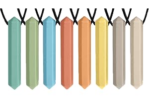 Tilcare tuggpenna sensoriskt halsband 8 delar – bäst för barn eller vuxna som gillar att bita eller ha autism – perfekt texturerad tuggleksaker i silikon – tugghänge för pojkar och flickor