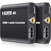 HDMI Audio Extractor 4K@30Hz, BolAAzuL HDMI Audio Converter Splitter HDR 1080P@60Hz, HDMI 1.4 to SPDIF 5.1 Channel + Toslink 