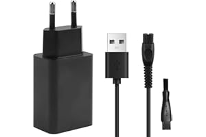 TIRYNS 5V Chargeur Tondeuse Barbe pour Philips OneBlade QP2734 QP2824 QP2724 QP2834 QP4631 QP4530 MG7910 MG5910 MG7930 MG7950 MG9510 Recharge Cable Cordon Adaptateur Alimentation Rasoir