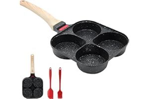 Kizaten Poêle à Pancakes Induction,Poele a Oeufs Antiadhésive de 4 Trous,Pour Les Hamburgers,Les Crêpes,Poêle à Omelette Multifonctionnelle,Pour Cuisinière à Gaz et Induction