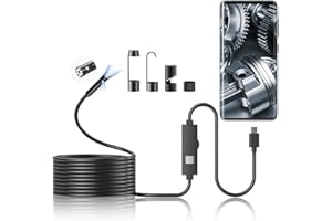 GAWENTINY Endoscope Inspection Camera with Lights,8.0mm IP67 Waterproof Tube Sink Pipe Drain Camera for Android,iPhone,iPad,1080P HD Borescope (Dual Lens,10M)