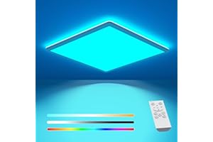 slochi RGB LED Ceiling Light 4000K, 25W 3200LM Bathroom Light Dimmable with Remote Control, RGB Color Changing Front-Illuminated, Square Flush Ceiling Lights for Bedroom,Kids Room,Kitchen,Living Room