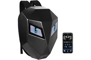 MENDUNER Sac à Dos LED à Coque Rigide 3D, Sac à Dos pour Casque De Moto, Mochila Para Motociclista De Hombre, écran Couleur Programmable, Sac à Dos D'équitation étanche(Piles Non incluses)