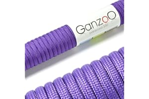Ganzoo Paracord 550, corda da 4mm, 3 Metri, Poliestere, Tipo 3-7 fili interni, fai da te guinzaglio per cani collare bracciale, campeggio sopravvivenza e corda multifunzione, viola-viola