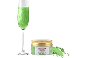E-Kongton Green Edible Luster Dust: 7 Grams Edible Glitter for Drinks, Fondant, Cake Decorating, Cookie, Chocolates and More, Food Grade Dust on Shine, Edible Metallic Powder, Vegan & Gluten Free