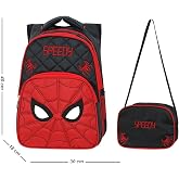 Waddell Ilkokul Beslenme &Ccedil;antalı Set Okul &Ccedil;antası Erkek &Ccedil;ocuk &Ouml;r&uuml;mcek Adam, Siyah Kırmızı, Ortapedik Sırtlık, 40x28 cm