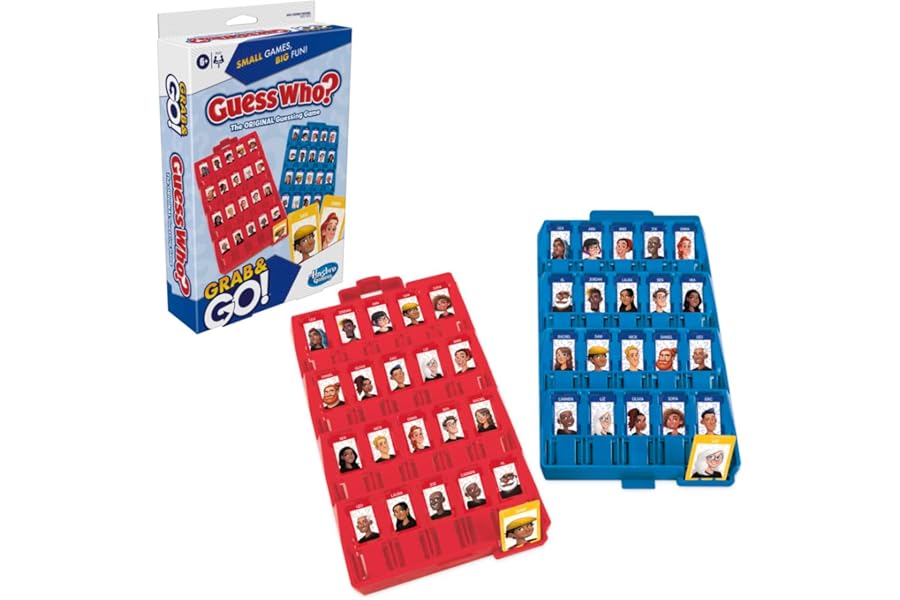 Hasbro Gaming Guess Who? Grab and Go Game, Travel Games for Kids, Portable 2 Player Game, Ages 6+