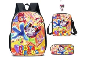 AII Lover 3Pcs Anime Circus Backpack Set with Keychain,16in 3D Printed Cartoon Lunch Bag High Capacity Schoolbag Boy And Girl Schoolbag.
