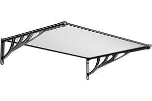 The Fellie Rain Canopy Door Canopy Awning Straight Front Door Canopy for Outdoor Window Porch Shade Patio Roof Cover UV Protection, (Black/L120xW90xH28cm)