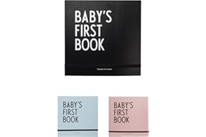 Design Letters Il primo libro del bambino | Libro di attività con carte e busta Milestone per 1 anno | Regalo per la festa del bambino | Libro di carta senza legno | diario di viaggio 25x25 cm