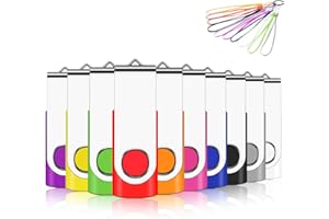 Cle USB 16 Go, EASTBULL Clé USB 2.0 Flash Drive Clef USB Pivotant Stockage Disque Mémoire Stick Pendrive avec 10 Cordes (10 Couleurs 16GB*10PCS)