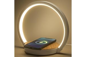 VOSFEEL Lampe de Chevet Chargeur sans Fil Lampe de Nuit avec Chargeur Induction Veilleuse Tactile LED 3 Intensité Variable avec Lumière Douce, Angle d’éclairage de 180° Pour Chambre, Salle D'étude