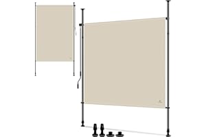 KESSER Toldo vertical con pinza, 150 x 310 cm, extensible y opaco, toldo vertical con manivela sin agujeros, protección visual y protección contra el viento para jardín y terraza, resistente al agua