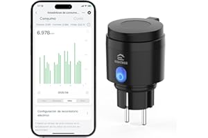 EIGHTREE Enchufe Inteligente WiFi Exterior 16A, Tomada Inteligente IP44 Impermeable, Enchufe WiFi con Control por Voz y App, Monitor de Energía y Temporizador, Compatible con Alexa/Google/SmartThings