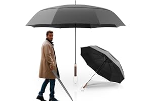 LOGAN & BARNES Stockschirm sturmfest [Ø120 cm] mit hochwertigem Echtholzgriff - XXL Regenschirm für 2 Personen - Regenschirm Groß - Modell CHICAGO
