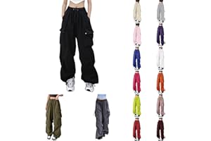 Générique Pantalon cargo baggy pour femme, streetwear, hip-hop, pantalon de jogging avec cordon de serrage, décontracté, ample, jambes larges, pantalon de survêtement amincissant y2k