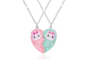 PWSAP Collana Dell Amicizia per 2 Bimba,Bff Collane a Catena con Ciondolo Gatti,Big Sister Little Sister Best Friends Cuore Collane Magnete, Regali di Gioielli San Valentino per Amici Bambini Madre Sorelle