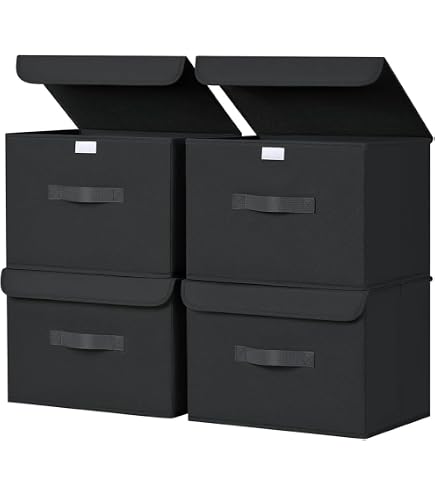 MATANA Lot De 8 Boîtes De Rangement En Tissu Pliables 27,5 X 27,5 X 28 Cm - Noir