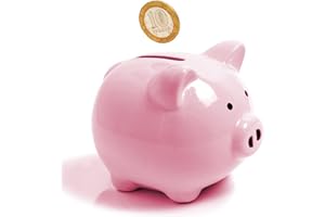 Auped Salvadanaio maialino classico carino con monete in ceramica salvadanaio,fa perfetto,decorazioni per cameretta, ricordo o salvadanaio di risparmio per bambini (pink)