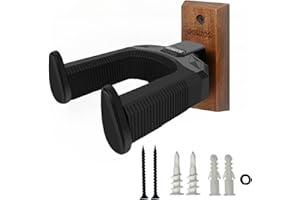 Gosizos Guitar Wall Mount Hanger Walnut Wood, Adjustable Auto Lock Hook Holder for Electric, Acoustic, Bass, Banjo, Mandolin, Gift Instruments Accessories