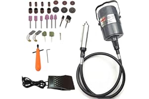 Seababyhouse 380W Carver électrique Professionnel Flex Arbre Flexible Meuleuse Broyeur, Outils Rotatoires Multifonctionnels de Travail Métaux, Contrôle de Pédale de Pied, 30pcs, pour Carving, Perçant