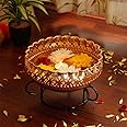 Ekhasa Gold Urli Bowl With Stand For Home Decor & Table Decoration | Floating Flowers, Tealight Candles Water Bowl For Diwali Pooja And Other Festivals | Gift For Various Occasions, 500 Ml, 900 Ml