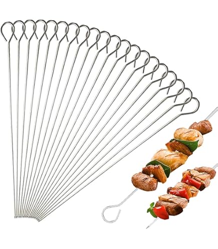 12 Stück Edelstahl-Grillspieße 30,5 Cm – Wiederverwendbar, Mit Spitzenschutz & Aufbewahrungstasche