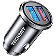 TECKNET Car Charger Adapter, QC 3.0 6A/36W Car Phone Charger Fast Charging Dual Port USB Cigarette Car Charger 12V/24V USB Socket with Led Indicator for iPhone16 Pro Max, Samsung S24, Android phones