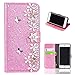 Price comparison product image iPhone XR Wallet Case,Awenroy Glitter Wallet Case for iPhone XR [Flower Diamond Buckle]Luxury Bling Rhinestones Diamond Glitter PU Leather Flip Magnetic Stand Function Case with Card Slot for iPhone XR 6.1 inch - Rose Red