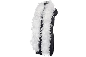 QEXUJOW Boa,Sciarpa di piume da 1,2 m, soffice sciarpa di piume adatta per ballo di fine anno, matrimonio, Natale, Halloween, carnevale, accessori per costumi (bianco)