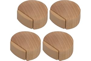 KUKICU Topes para Puerta Suelo - Tope Puertas Suelo Adhesivo de Madera, ideal Parquet (Haya Natural) - Door Stopper Discreto y Elegante - Pack 4 unidades