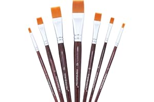 Transon Flat Paint Brush Set 7pcs for Multi-Media Painting