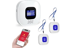 WIOONI Emergency Call Button for Seniors Emergency Call Wireless Emergency Button, Home Emergency Call Internal, WiFi Smart SOS Emergency Button Alarm Set 2 Transmitters 1 Receiver, Compatible with