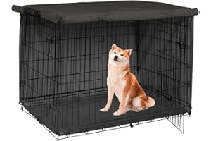 BOSKING Hundekäfig-Abdeckung für Hundekäfig, wasserdicht, strapazierfähig, regenfest, 210D-Oxford-Polyester, Größe XL: 124,5 x 79 x 84 cm, Schwarz