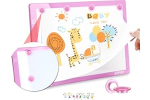 IMAGE Tablette Lumineuse Magnétique LED A4 à Luminosité Réglable Tablette à Dessin Mince 5MM avec USB et Fonction de Mémoire pour Enfant/Adulte Diamant Painting/Croquis/Esquisse/Calligraphie-Rose