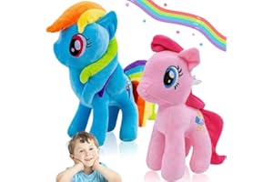 FISAPBXC 2 PCS Pony Animal Plushie Toy, Pony Cartoon Plush Doll, Pony Soft Plush Figure Toy Pillow Stuffed Animal, Comfortable Pony Soft Toys Gift for Baby Children Girls Boys Friends(Pink and Blue)