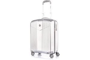ABISTAB VERAGE V-LITE Ultraleicht Hartschalenkoffer Ab 1,9kg 4 Doppelrollen TSA Schloss, Handgepäckkoffer S-55cm 37L, Bordgepäck Reisekoffer ABS/PC Trolley, Silber