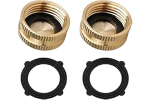 FRALNFIT 2 Pcs Lead-Free Brass Blanking Cap, 3/4" Female Thread Blanking Cover Cap Nut, Plumbing Fitting End of Line Tap Stop Cap for Washing Machine Hot, Cold, Central Heating Pipework, Compressed Air Gas