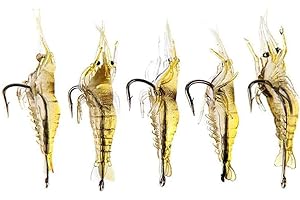 PORFEET Leurre De Pêche, 5 Pièces 5 Cm 1.3g Artificiel Réaliste en Forme De Crevette De Pêche Leurre Souple Appât