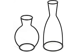 WRENBURY Silhouette - Set di 2 vasi in filo metallico per erba della Pampa – Vasi per fiori con contorno nero – Adatto come supporto per fiori tombali – Vaso da fiori con struttura in metallo per fiori secchi