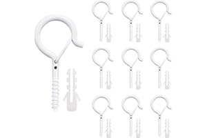 Anvin 10 pièces Crochets à vis Q-Hanger extérieur Crochets de lumière de Noël avec boucle de sécurité pour la fête du Nouvel An à l’extérieur Fil LED et Fairy Lights House Garage (Blanc)
