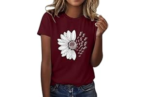 Yinguo Women Sunflower Summer T Shirt Plus Size Loose Blouse Tops Girl Short Sleeve Graphic Casual Tees Stretch Shirts Women