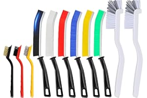 DuDuZui Set di 11 Spazzole per la Pulizia Delle Fessure, 6 Spazzole Colorate per la Pulizia Delle Fessure, 3 Spazzole Metalliche in Ottone/Acciaio Inossidabile/Nylon, 2 Spazzole da Cucina